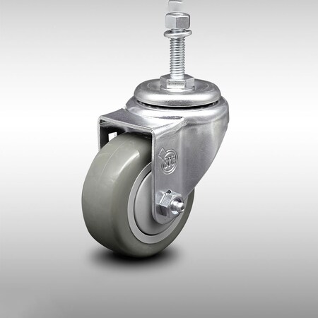 Service Caster 3 Inch SS Gray Polyurethane Wheel Swivel 10mm Threaded Stem Caster SCC SCC-SSTS20S314-PPUB-M1015